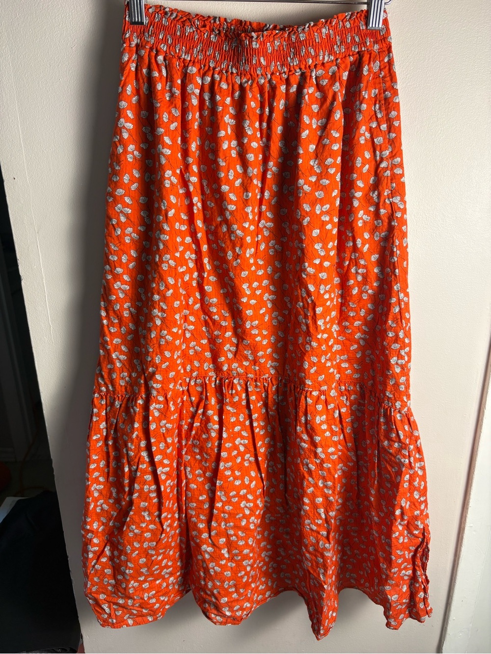 Uniqlo Paul & Joe Orange Floral Tiered Maxi Skirt Small